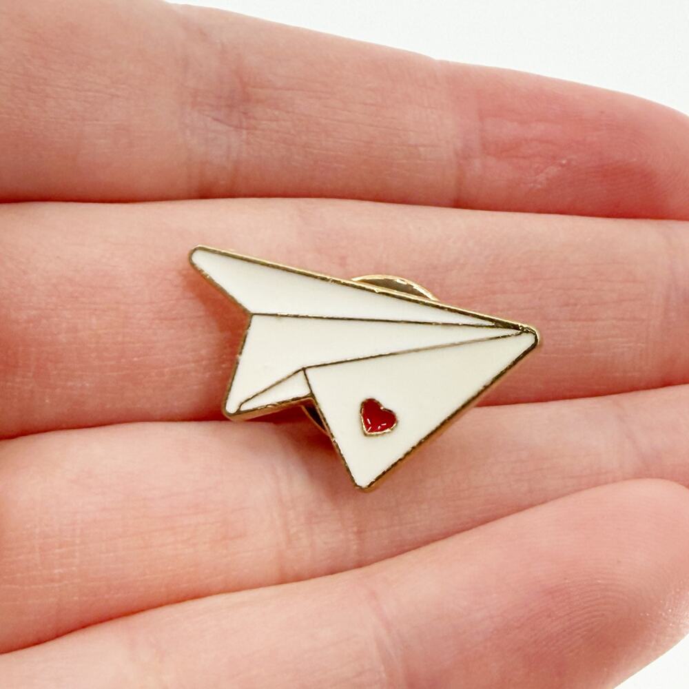 Paper Plane with Heart Soft Enamel Pin